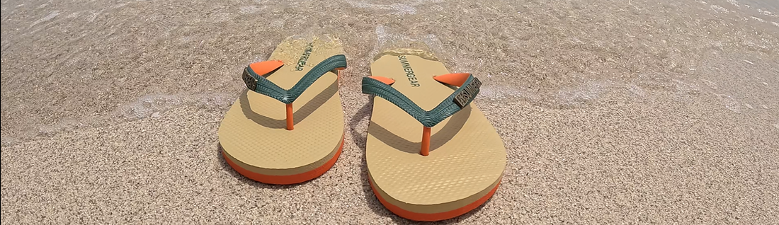 Slippers op strand groen oranje van SunmerGear