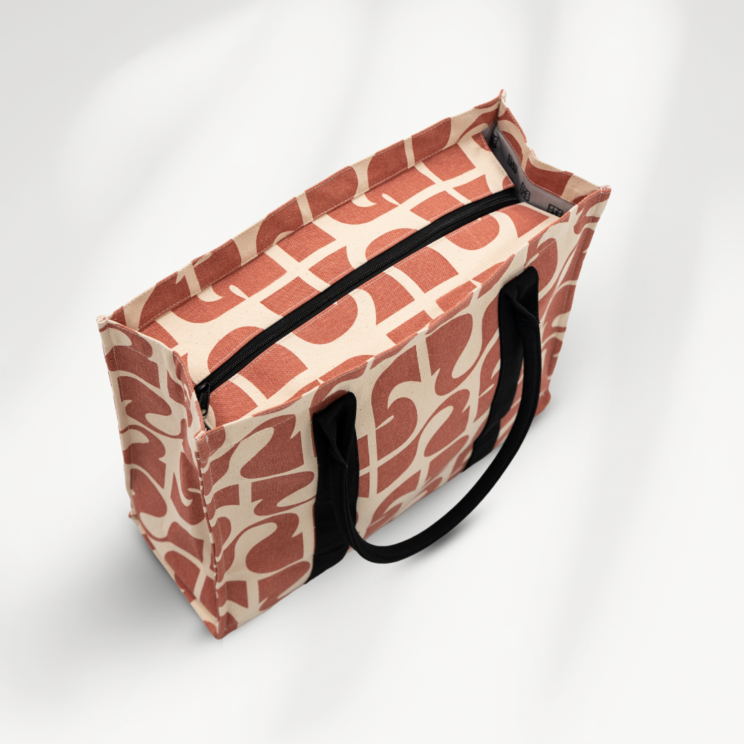 tote bag Amora van canvas met print van boven weergegeven voor dagelijks gebruik