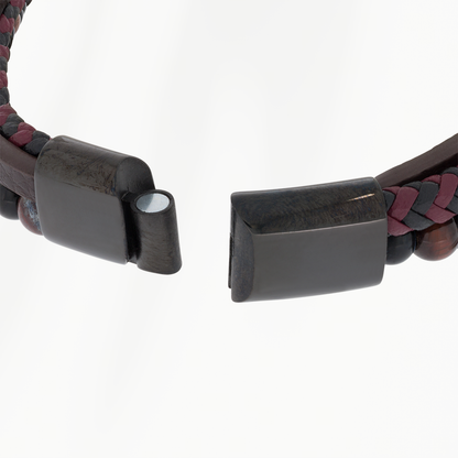 Stainless steel sluiting van Core heren armband Black Weave met gegraveerd logo