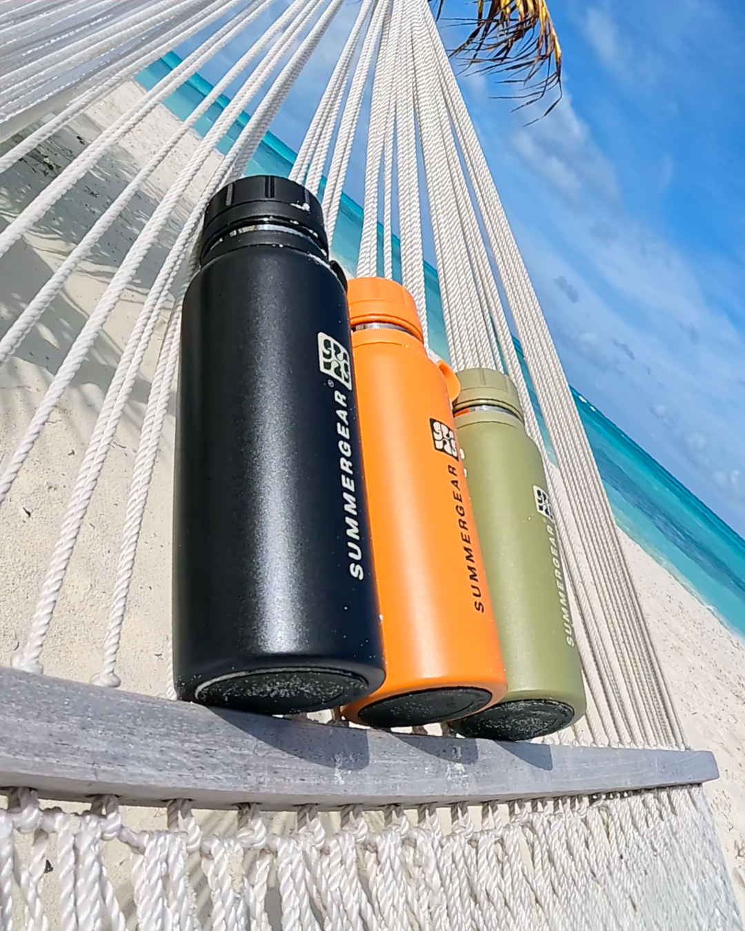 SummerGear RVS drinkflessen 650 ml in hangmat op het strand