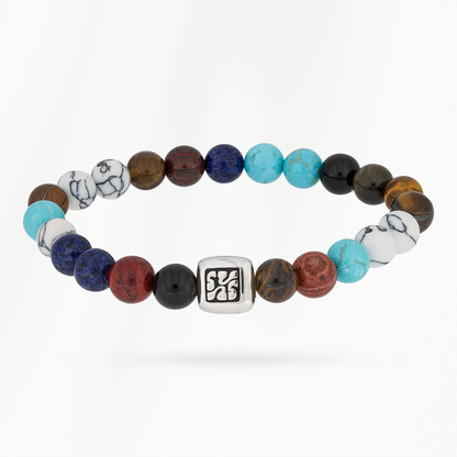 SummerGear Turquoise Core kralenarmband voor heren met turquoise, diepblauwe en wit gemarmerde kralen