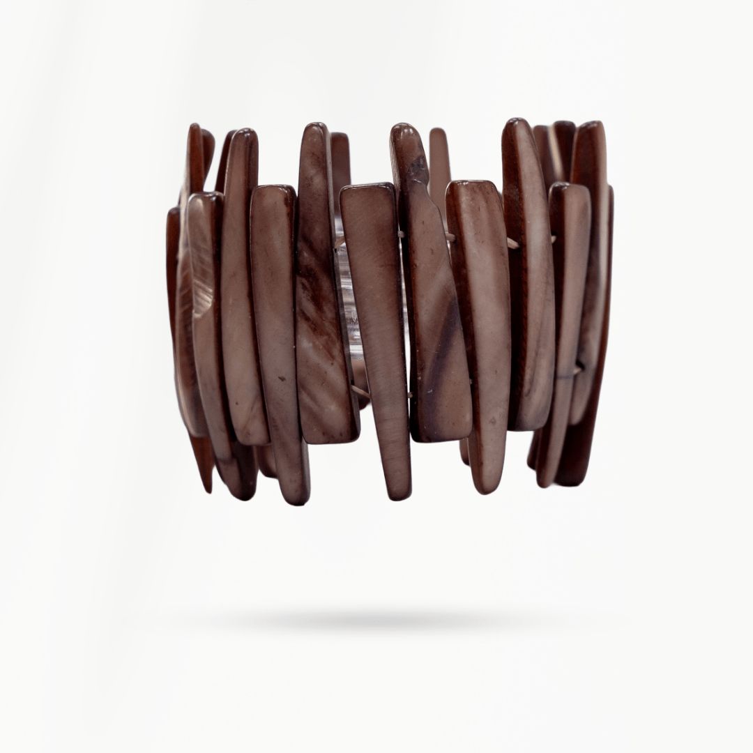 Parelmoer armband Reef Stone van echt parelmoer in vergrijsde bruine tinten