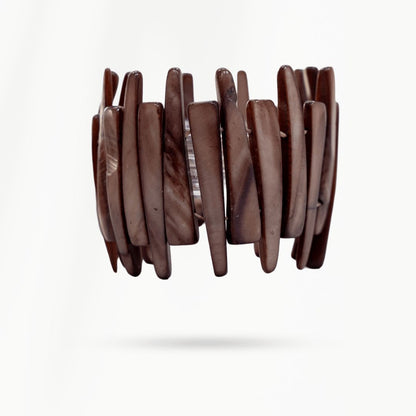 Parelmoer armband Reef Stone van echt parelmoer in vergrijsde bruine tinten