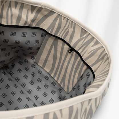Strandtas met rits Avalon middelgroot die volledig afsuit met rits van  canvas in de kleur naturel en grijs binnenzijde gevoerd 