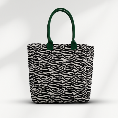 shopping Savan van canvas met zeebra print achterkant weergegeven voor dagelijks gebruik