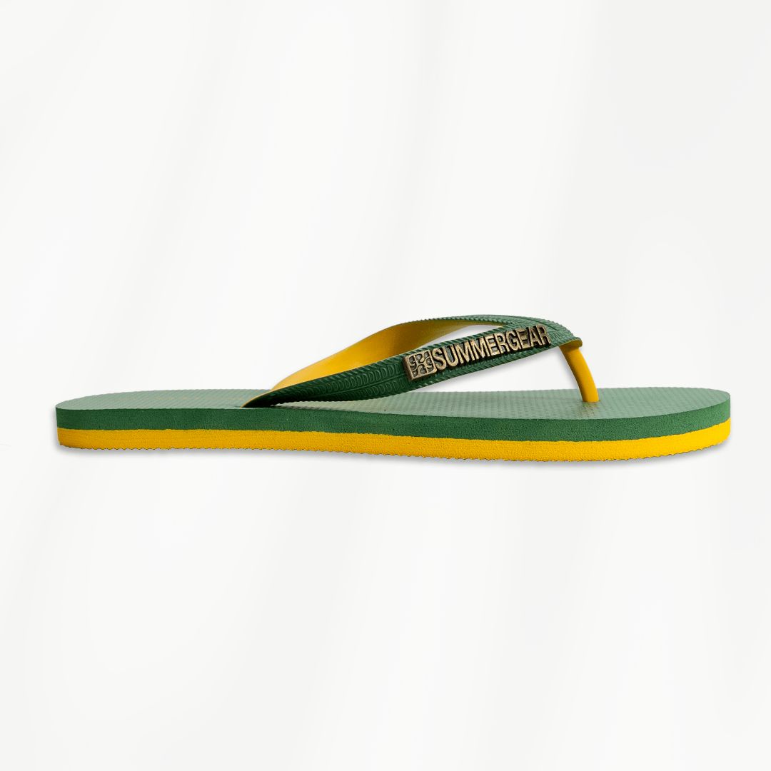 Groengele regular slippers van gerecycled rubber van SummerGear zijaanzicht