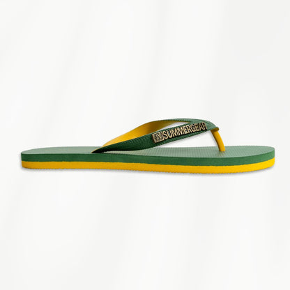 Groengele regular slippers van gerecycled rubber van SummerGear zijaanzicht
