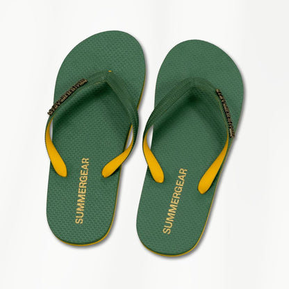 Groengele regular slippers van gerecycled rubber van SummerGear van bovenaf