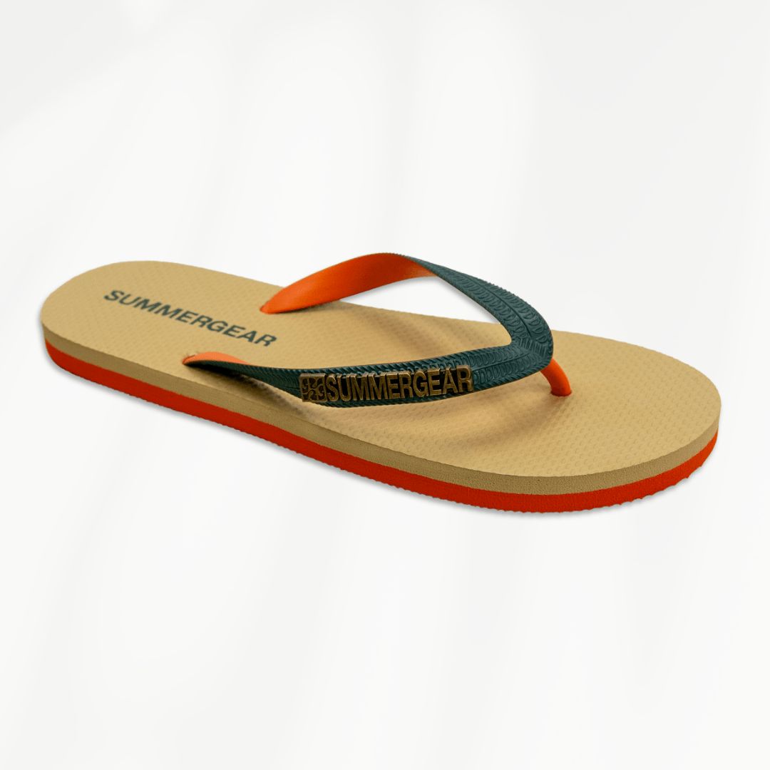 Groenoranje regular slippers van gerecycled rubber van SummerGear zijaanzicht