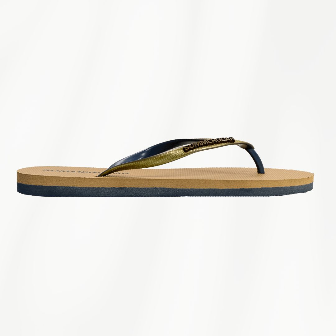Goudgrijze slim fit slippers van gerecycled rubber van SummerGear zijaanzicht voor strand en zwembad