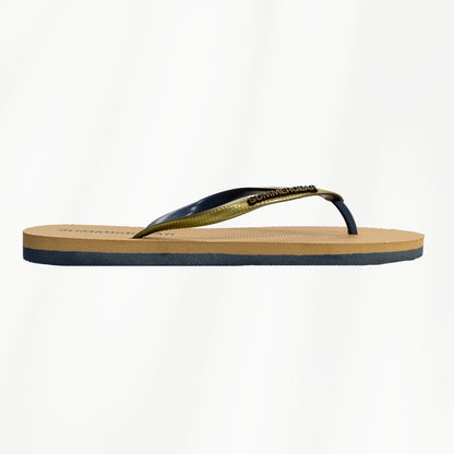 Goudgrijze slim fit slippers van gerecycled rubber van SummerGear zijaanzicht voor strand en zwembad